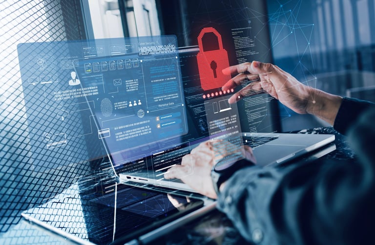 Cybersecurity alert and server virtualization concept